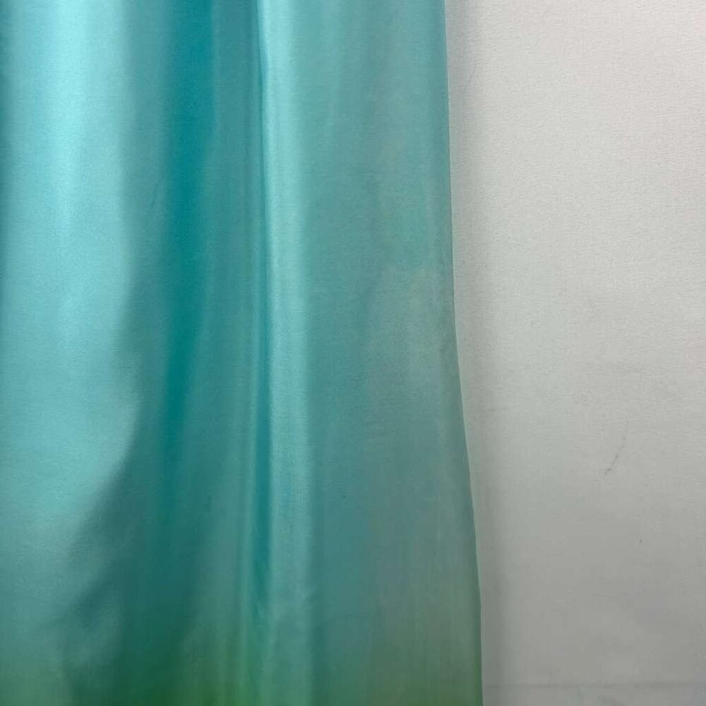 Lilly Pulitzer Women's Large Green & Blue Dip Dye 100% Silk Strapless Maxi Dress - Picture 16 of 16